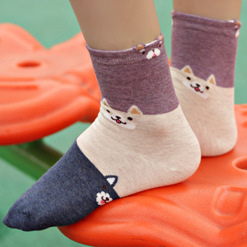 Women Cute Crew Socks Soft Low Cut Cotton Animal Printed Short Ankle